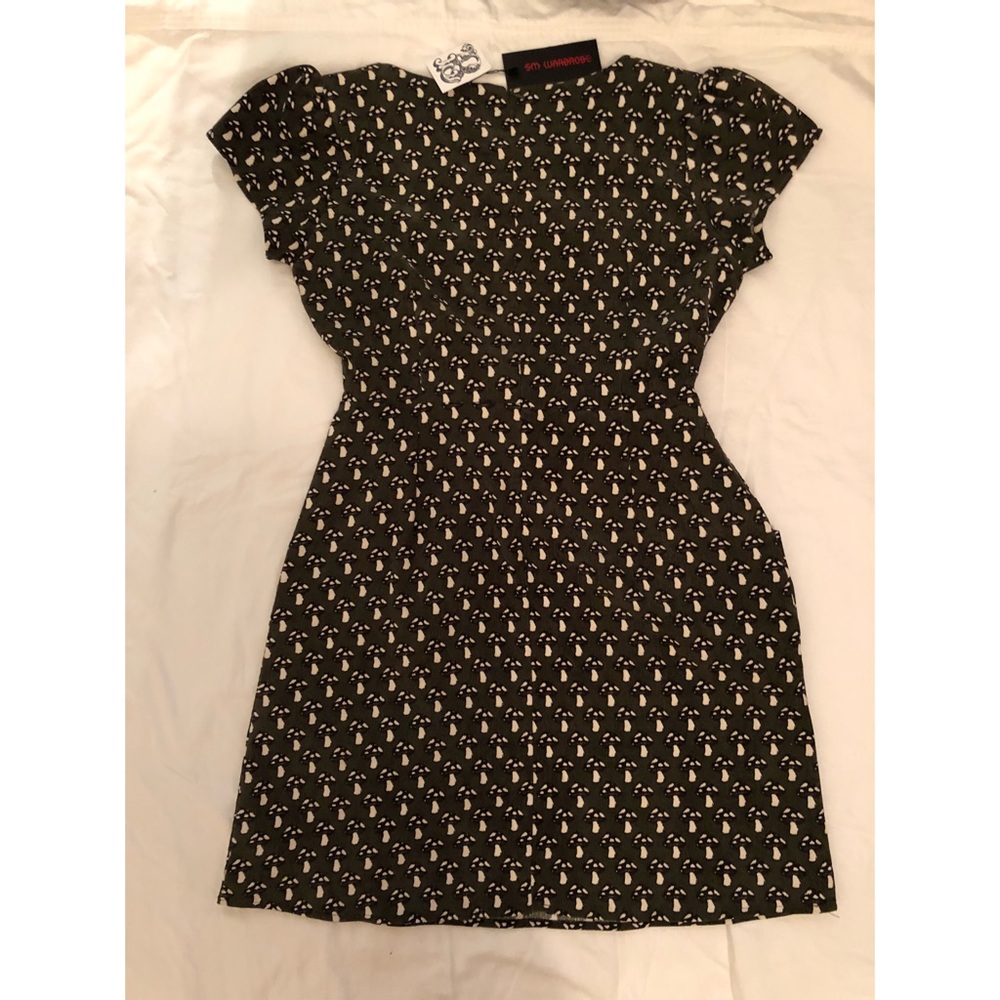 Olive Corduroy Mushroom Designed Dress